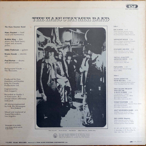 The Hans Staymer Band - The Hans Staymer Band (Vinyl, LP, Album) Mint (M) / Mint (M)