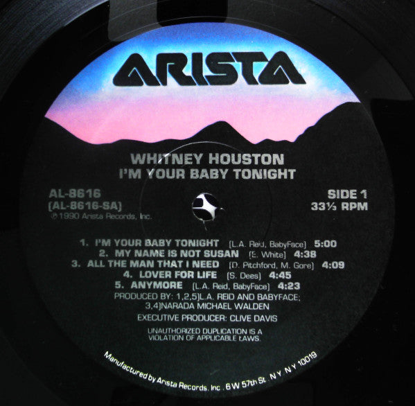 Whitney Houston - I'm Your Baby Tonight (Vinyl, LP, Album) Near Mint (NM or M-) / Very Good Plus (VG+)