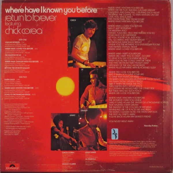 Return To Forever - Where Have I Known You Before (Vinyl, LP, Album) Very Good (VG) / Good (G)