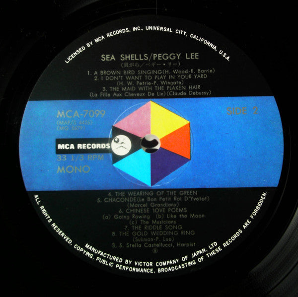 Peggy Lee - Sea Shells (Vinyl, LP, Album, Mono, Reissue) Very Good (VG) / Very Good (VG)