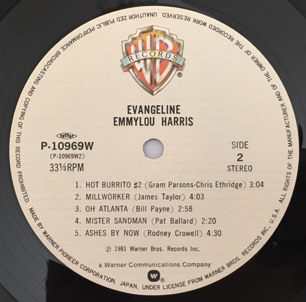 Emmylou Harris - Evangeline (Vinyl, LP, Album) Very Good Plus (VG+) / Very Good Plus (VG+)