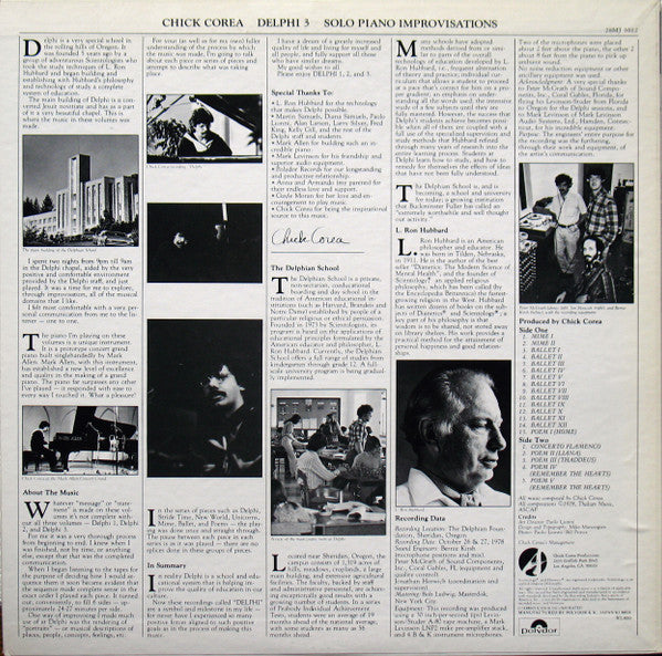 Chick Corea - Delphi 3 Solo Piano Improvisations (Vinyl, LP, Album) Very Good Plus (VG+) / Very Good Plus (VG+)