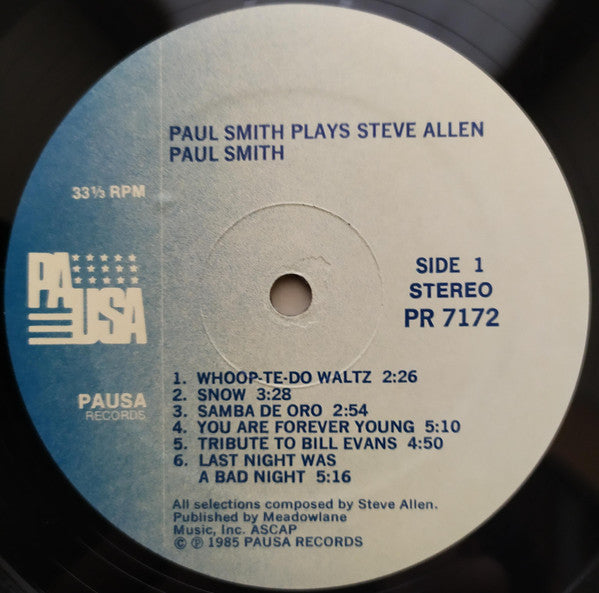Paul Smith (5) - Paul Smith Plays Steve Allen (Vinyl, LP, Album) Very Good (VG) / Very Good (VG)