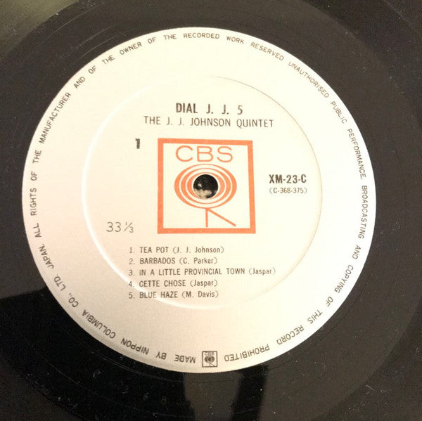 The J.J. Johnson Quintet - Dial J.J. 5 (Vinyl, LP, Album, Mono) Good Plus (G+) / Very Good (VG)