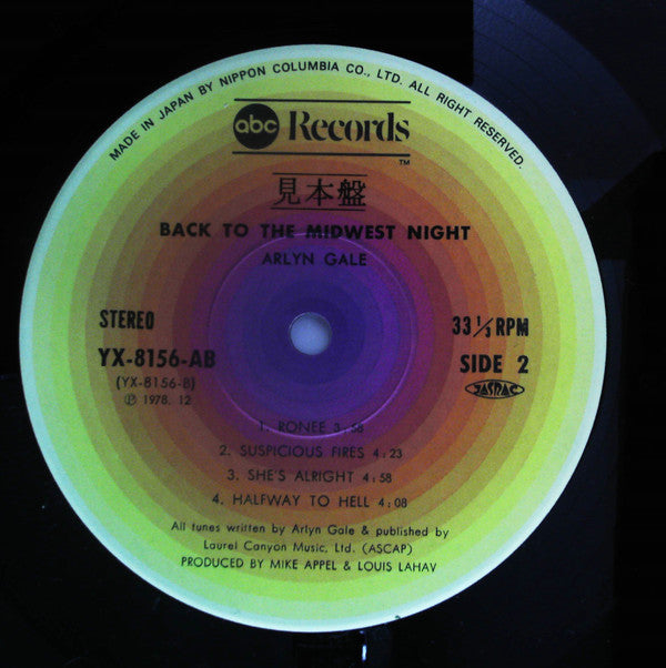 Arlyn Gale - Back To The Midwest Night (Vinyl, LP, Promo) Very Good (VG) / Very Good (VG)