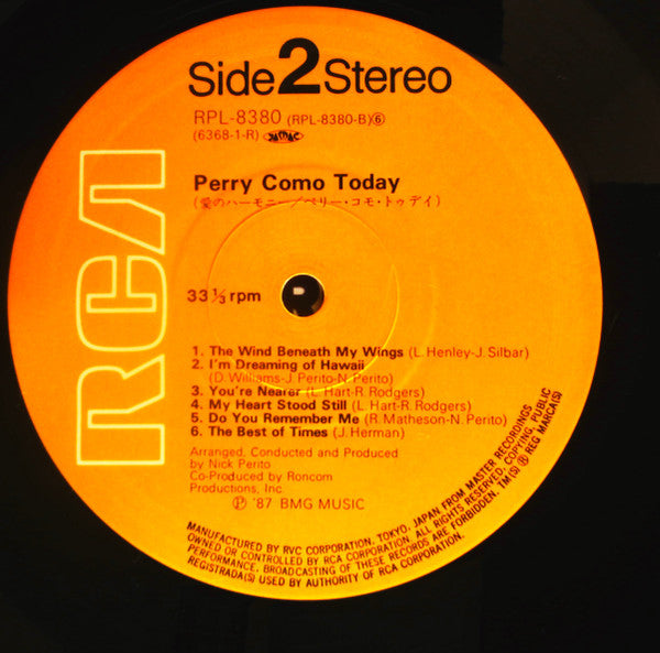 Perry Como - Today (Vinyl, LP) Very Good (VG) / Very Good (VG)
