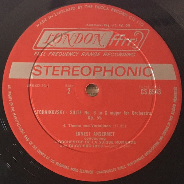 Pyotr Ilyich Tchaikovsky - Suite No. 3 In G For Orchestra, Op.55 (Vinyl, LP, Stereo) Very Good Plus (VG+) / Very Good (VG)