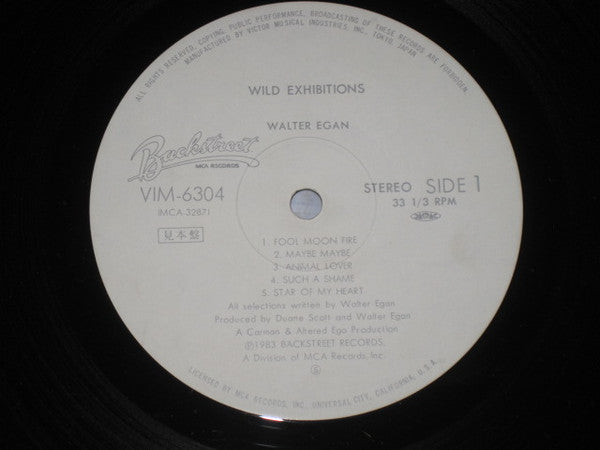 Walter Egan - Wild Exhibitions (Vinyl, LP, Album, Promo) Very Good Plus (VG+) / Very Good (VG)