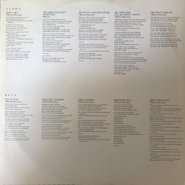 Asia (2) - Alpha (Vinyl, LP, Album, Stereo) Very Good Plus (VG+) / Very Good Plus (VG+)