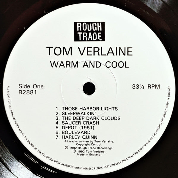 Tom Verlaine - Warm And Cool (Vinyl, LP, Album) Very Good Plus (VG+) / Very Good Plus (VG+)