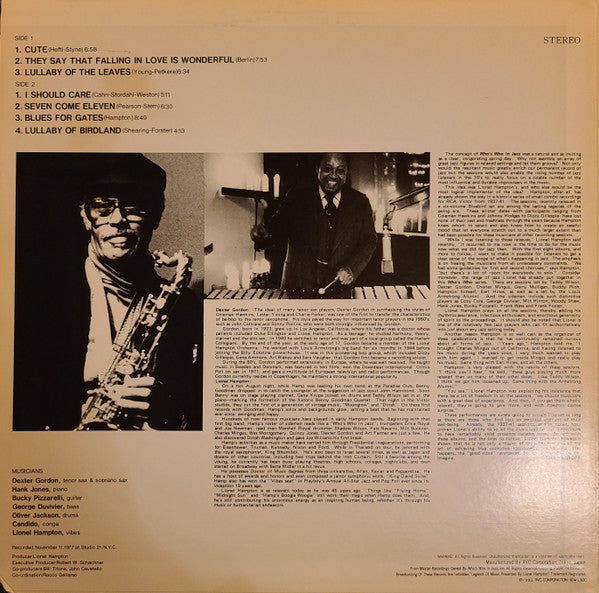 Dexter Gordon - Lionel Hampton Presents Dexter Gordon (Vinyl, LP, Album, Stereo) Very Good Plus (VG+) / Very Good Plus (VG+)