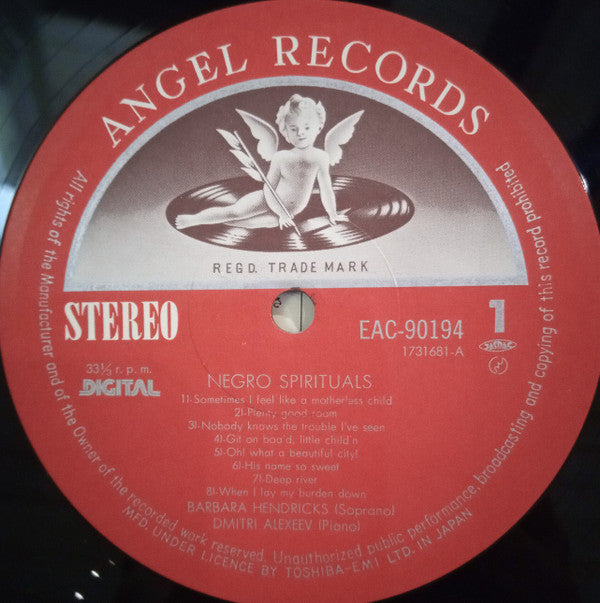 Barbara Hendricks - Barbara Hendricks Sings Spirituals (Vinyl, LP, Album) Very Good Plus (VG+) / Very Good (VG)