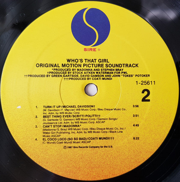 Madonna - Who's That Girl (Original Motion Picture Soundtrack) (Vinyl, LP, Album) Very Good Plus (VG+) / Very Good Plus (VG+)