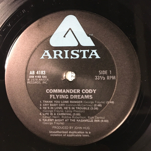 Commander Cody - Flying Dreams (Vinyl, LP, Album) Very Good Plus (VG+) / Very Good (VG)