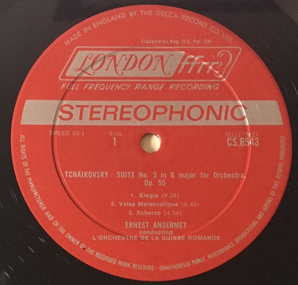 Pyotr Ilyich Tchaikovsky - Suite No. 3 In G For Orchestra, Op.55 (Vinyl, LP, Stereo) Very Good Plus (VG+) / Very Good (VG)