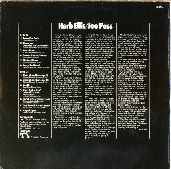 Herb Ellis - Two For The Road (Vinyl, LP, Album) Very Good Plus (VG+) / Very Good Plus (VG+)