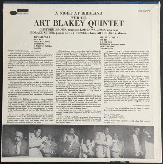 Art Blakey Quintet - A Night At Birdland (Volume 1) (Vinyl, LP, Album, Reissue, Stereo) Good Plus (G+) / Very Good Plus (VG+)