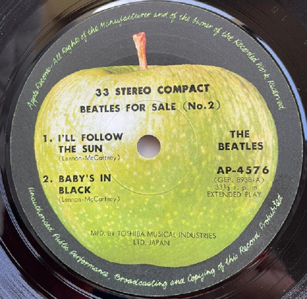 The Beatles - Beatles For Sale No. 2 (Vinyl, 7", 33 ⅓ RPM, EP, Reissue, Stereo) Very Good (VG) / Very Good (VG)