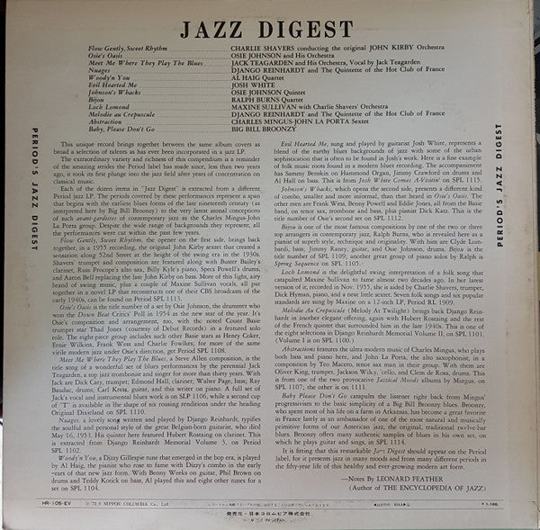 Various - Period's Jazz Digest vol. 1 (Vinyl, LP, Compilation, Mono) Very Good Plus (VG+) / Very Good Plus (VG+)