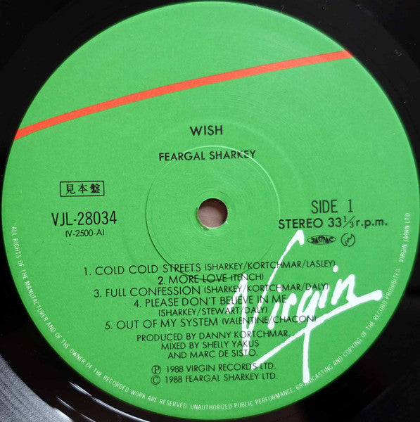 Feargal Sharkey - Wish (Vinyl, LP, Album, Promo) Very Good Plus (VG+) / Very Good Plus (VG+)