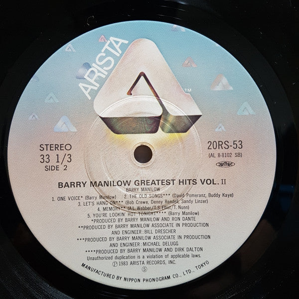 Barry Manilow - Greatest Hits Vol. II (Vinyl, LP, Compilation) Very Good Plus (VG+) / Very Good Plus (VG+)