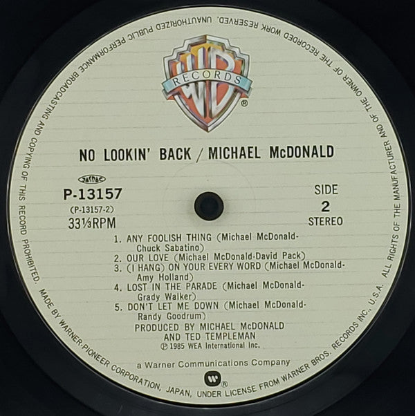 Michael McDonald - No Lookin' Back (Vinyl, LP, Album, Stereo)