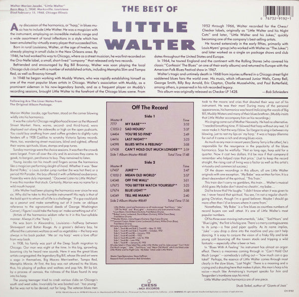 Little Walter - The Best Of Little Walter (Vinyl, LP, Album, Compilation, Reissue) Very Good (VG) / Very Good (VG)