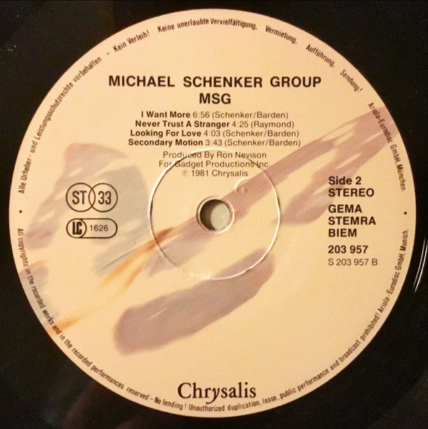 The Michael Schenker Group - MSG (Vinyl, LP, Album, Reissue, Stereo) Near Mint (NM or M-) / Near Mint (NM or M-)