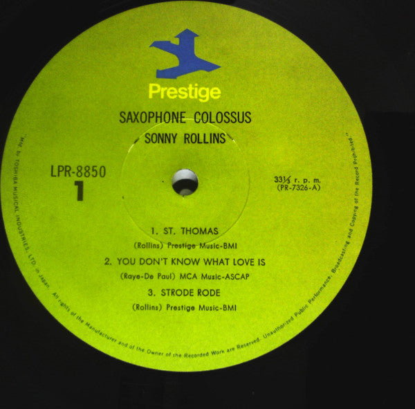 Sonny Rollins - Saxophone Colossus (Vinyl, LP, Album, Reissue)