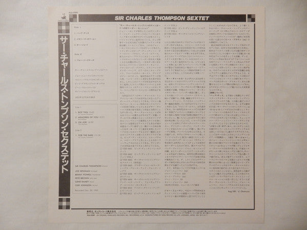 Sir Charles Thompson Sextet - Sir Charles Thompson Sextet (Vinyl, LP, Album, Reissue, Mono) Very Good Plus (VG+) / Very Good Plus (VG+)