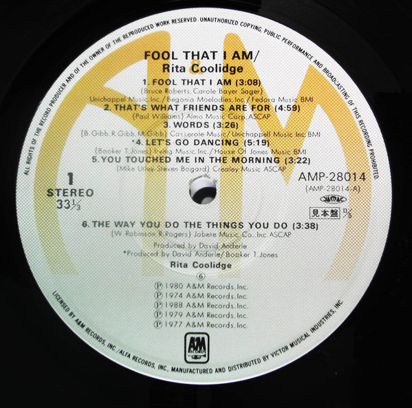 Rita Coolidge - Fool That I Am (Vinyl, LP, Compilation, Promo) Very Good (VG) / Good (G)