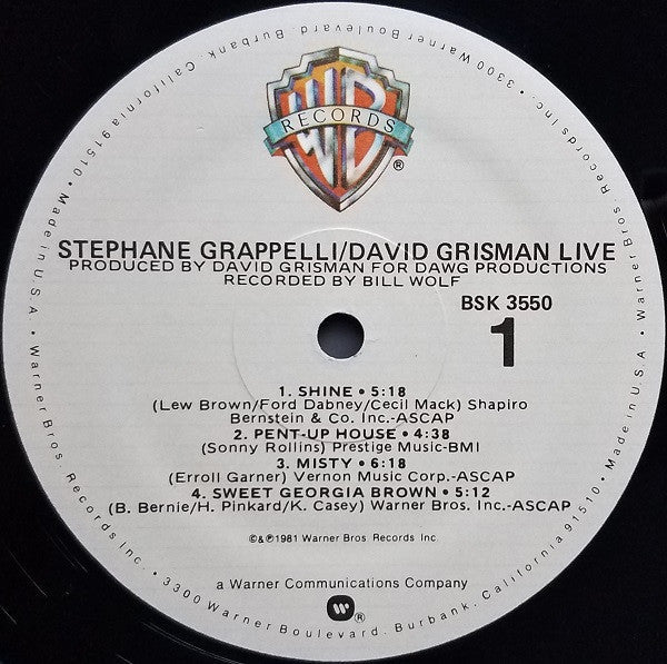 Stéphane Grappelli - Live (Vinyl, LP, Stereo) Very Good (VG) / Good Plus (G+)