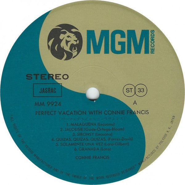 Connie Francis - Perfect Vacation With Connie Francis (2xVinyl, LP, Compilation, Stereo) Very Good Plus (VG+) / Very Good (VG)