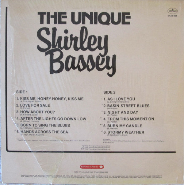 Shirley Bassey - The Unique Shirley Bassey (Vinyl, LP, Compilation) Very Good Plus (VG+) / Very Good (VG)