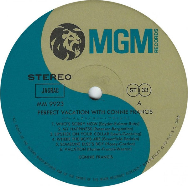 Connie Francis - Perfect Vacation With Connie Francis (2xVinyl, LP, Compilation, Stereo) Very Good Plus (VG+) / Very Good (VG)
