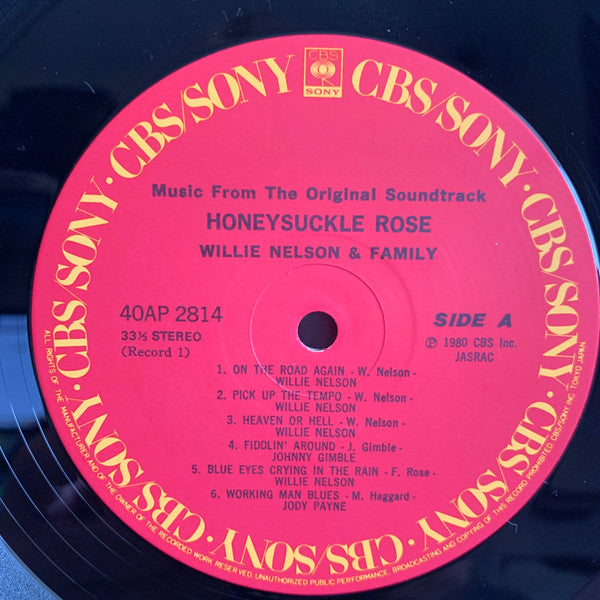 Willie Nelson & Family - Honeysuckle Rose (Music From The Original Soundtrack) (2xVinyl, LP, Album, Reissue, Stereo) Very Good (VG) / Good Plus (G+)