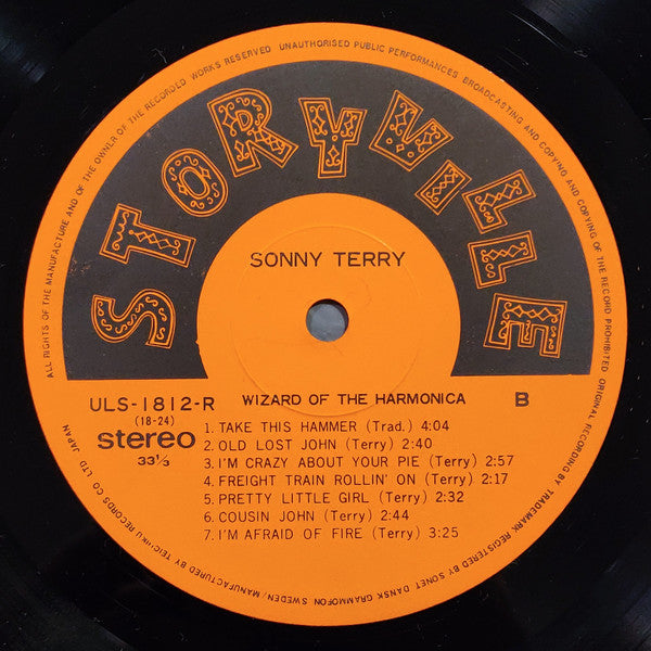 Sonny Terry - Wizard Of The Harmonica (Vinyl, LP, Album, Stereo) Very Good (VG) / Good (G)