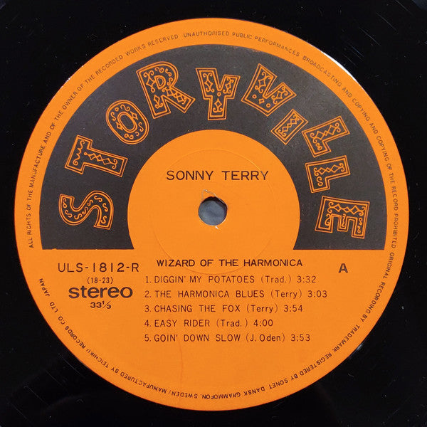 Sonny Terry - Wizard Of The Harmonica (Vinyl, LP, Album, Stereo) Very Good (VG) / Good (G)