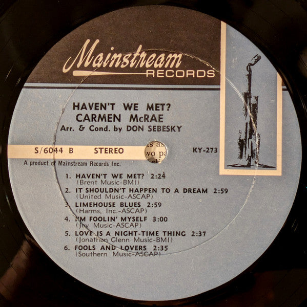 Carmen McRae - Haven't We Met? (Vinyl, LP, Album, Stereo) Very Good (VG) / Good (G)