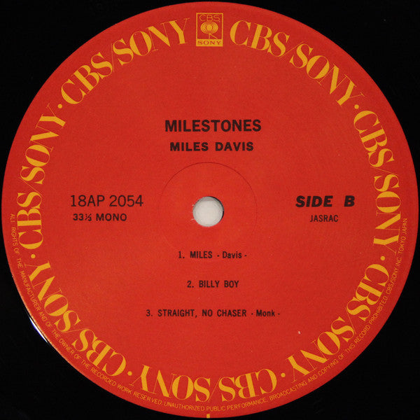 Miles Davis - Milestones (Vinyl, LP, Album, Reissue, Mono) Very Good (VG) / Very Good (VG)