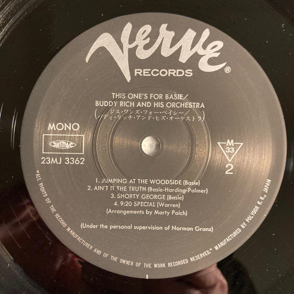 Buddy Rich And His Orchestra - This One's For Basie (Vinyl, LP, Album, Reissue, Mono) Very Good Plus (VG+) / Very Good Plus (VG+)