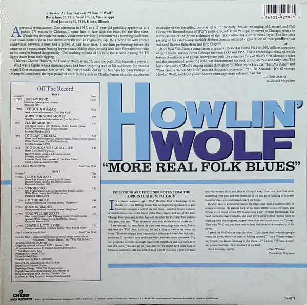 Howlin' Wolf - More Real Folk Blues (Vinyl, LP, Album, Reissue) Very Good Plus (VG+) / Good Plus (G+)