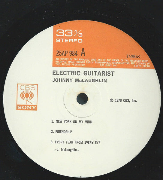 John McLaughlin - Electric Guitarist (Vinyl, LP, Album) Very Good Plus (VG+) / Very Good (VG)
