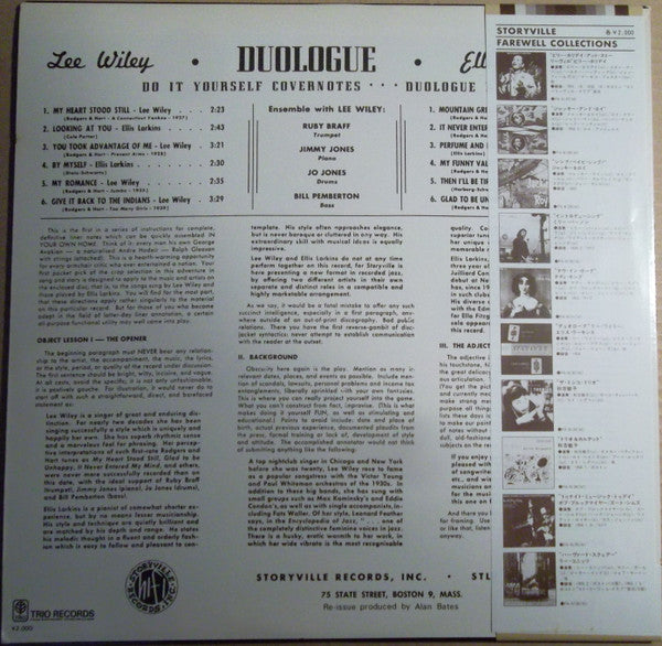 Lee Wiley - Duologue (Vinyl, LP, Album, Reissue, Mono) Very Good Plus (VG+) / Very Good (VG)