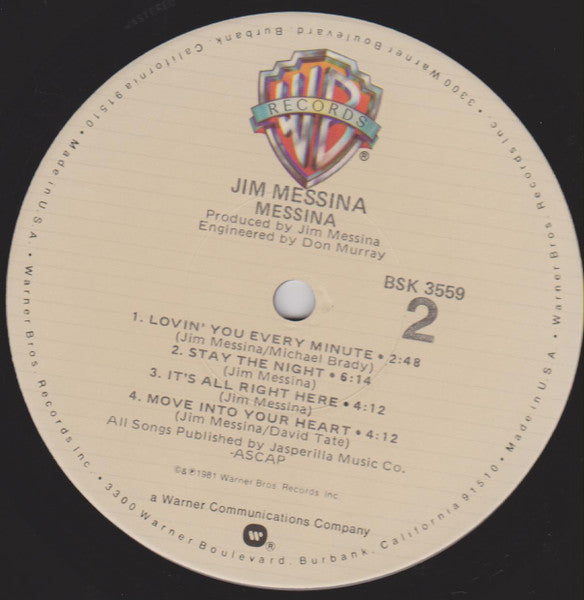 Jim Messina - Messina (Vinyl, LP, Album) Very Good (VG) / Very Good Plus (VG+)
