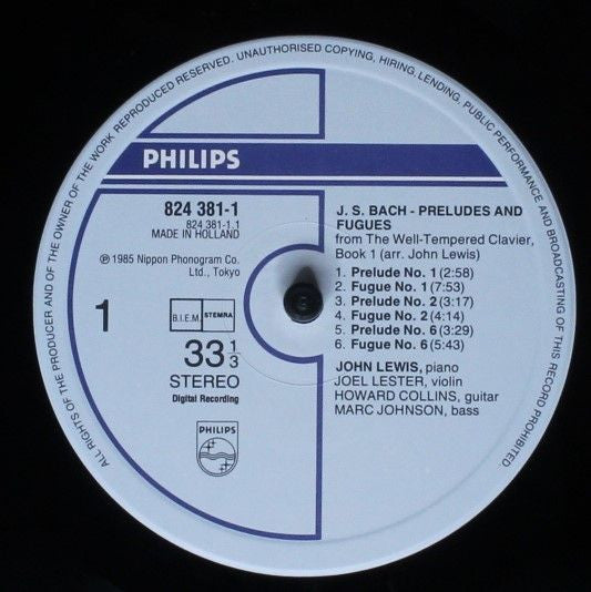 Johann Sebastian Bach - J.S. Bach Preludes And Fugues From The Well-Tempered Clavier Book 1 (Vinyl, LP, Album) Very Good Plus (VG+) / Very Good Plus (VG+)
