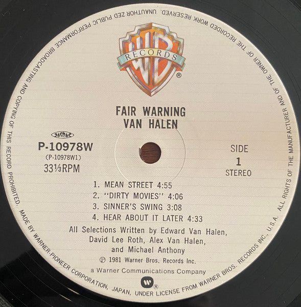 Van Halen - Fair Warning (Vinyl, LP, Album)