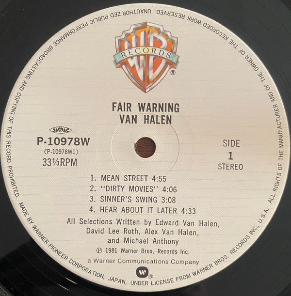 Van Halen - Fair Warning (LP, Album) - Very Good Plus (VG+) / Very Good Plus (VG+)