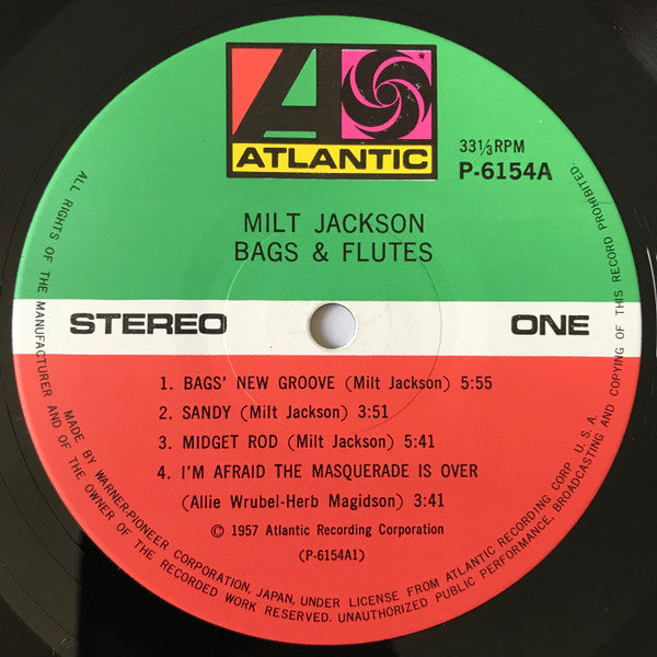 Milt Jackson - Bags & Flutes (Vinyl, LP, Album, Reissue, Stereo)