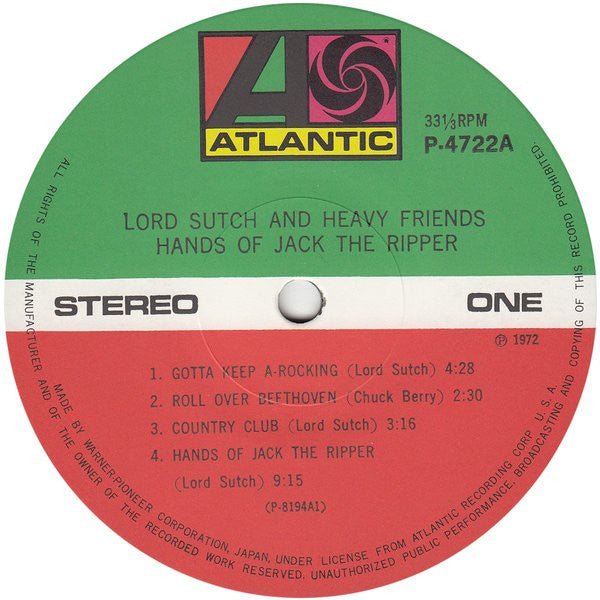 Lord Sutch And Heavy Friends - Hands Of Jack The Ripper (Vinyl, LP, Limited Edition, Reissue) Very Good Plus (VG+) / Very Good Plus (VG+)